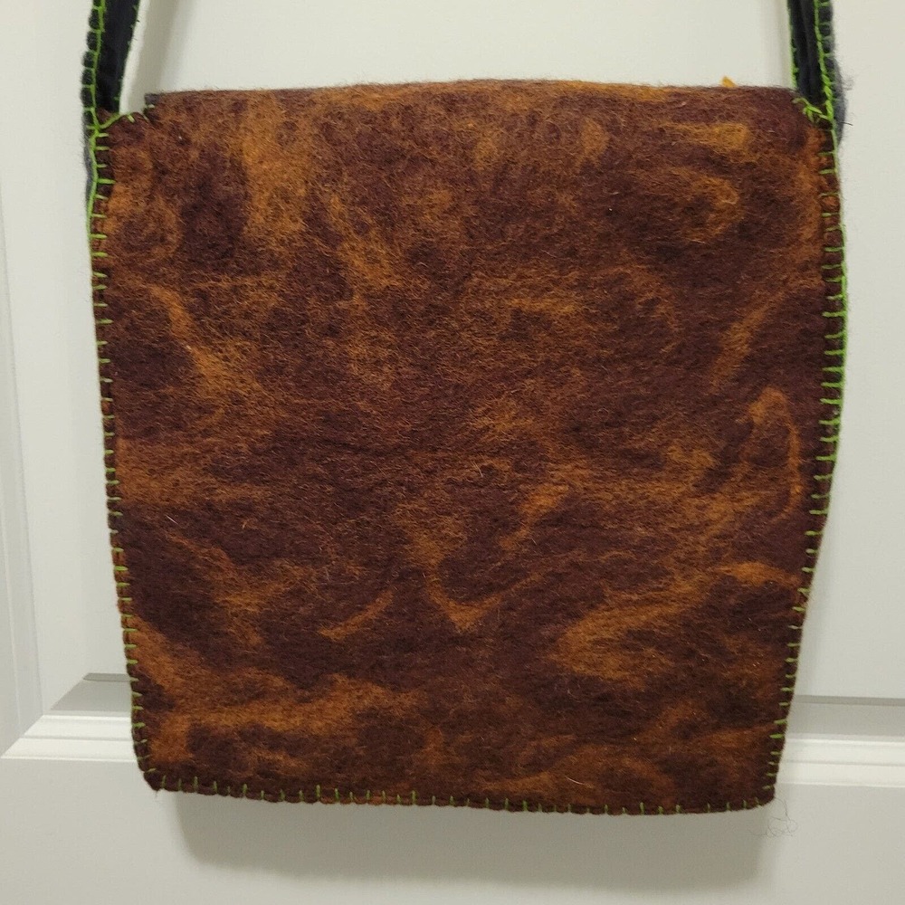 Rising Tide Felted Wool Crossbody Bag Floral Funky Boho Cottage Core - Picture 3 of 11